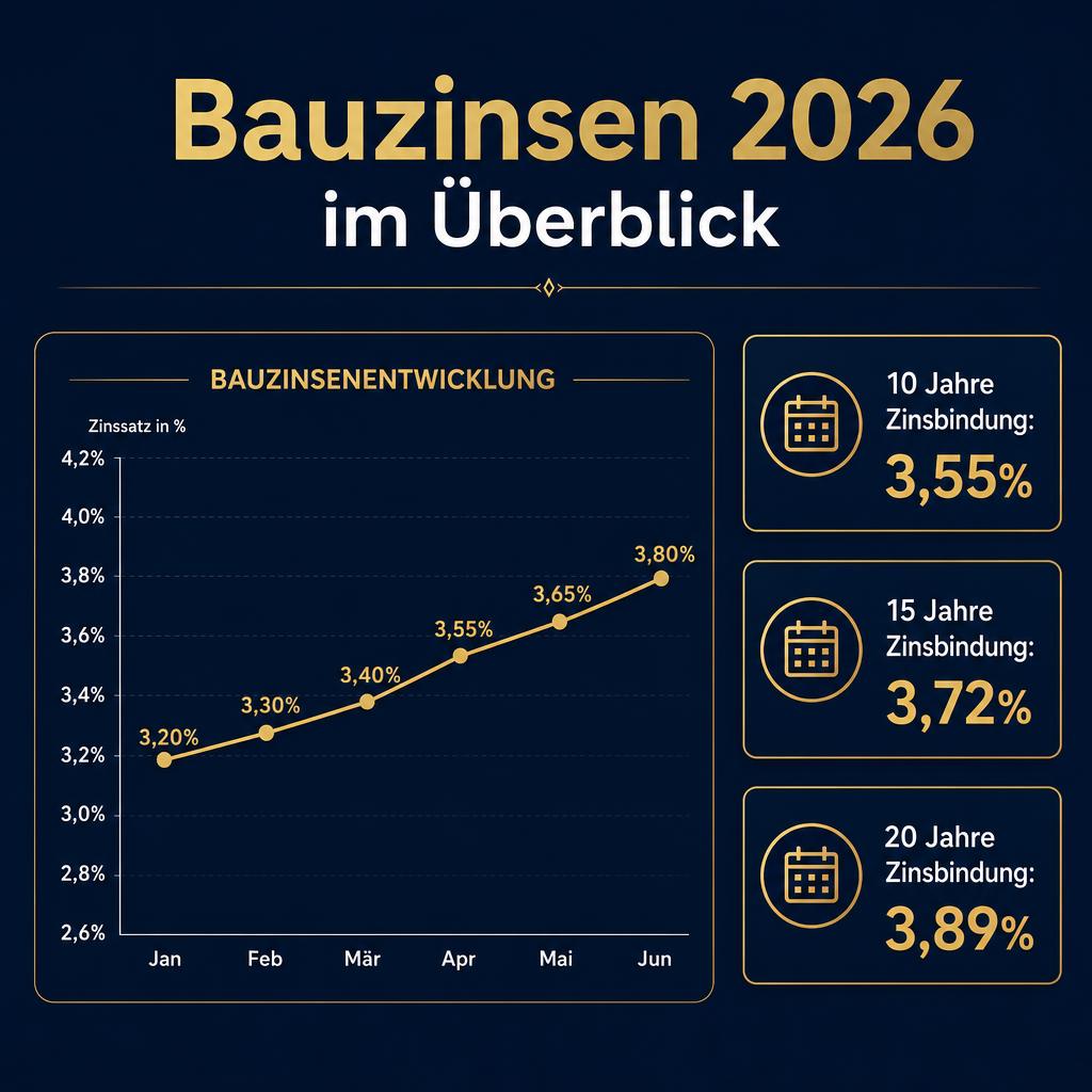 Infografik Bauzinsen 2026 Entwicklung und Prognose für Hauskredite